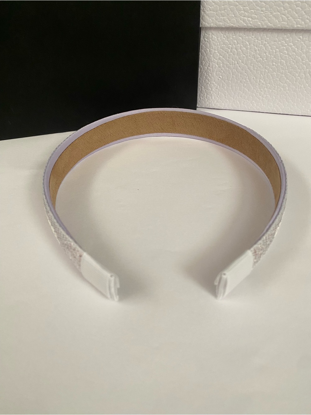 Chanel Ribbon Silver Tweed Metallic Lavender Headband - Picture 3 of 6